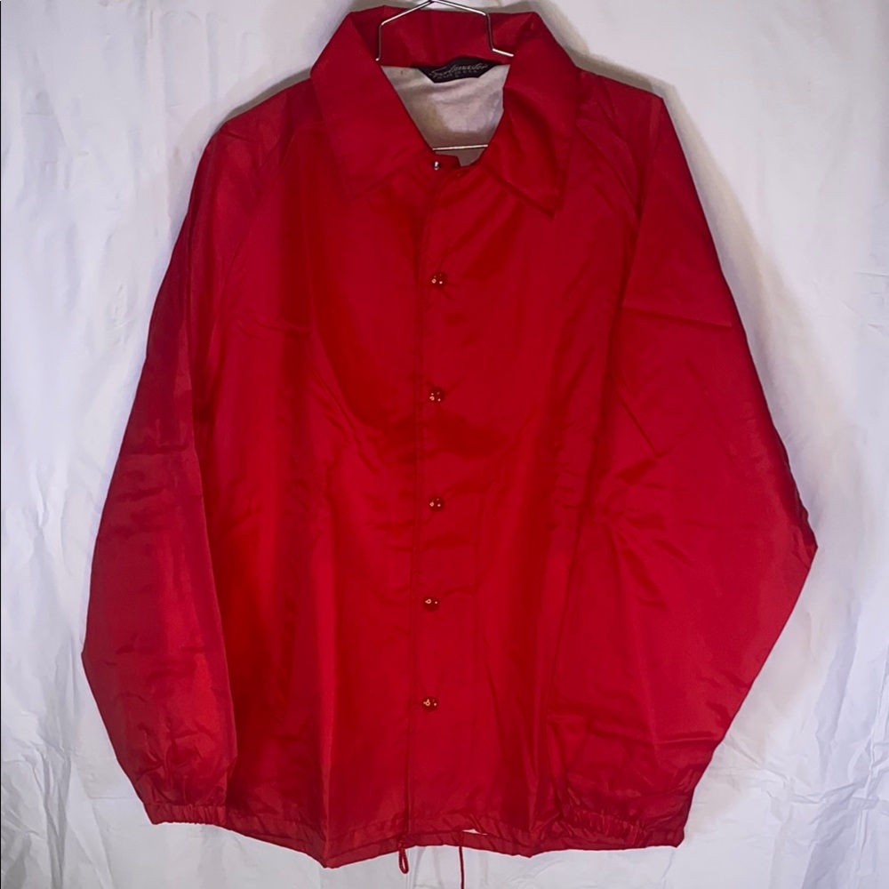 Sportsmaster Coaches Red Windbreaker Jacket NWOT Dead Stock Cotton Lined